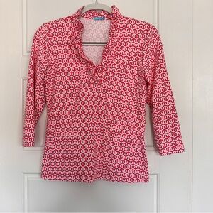 J.Mclaughlin Durham Catalina Cloth 3/4 Sleeve Top, Red/Multi | Size Small